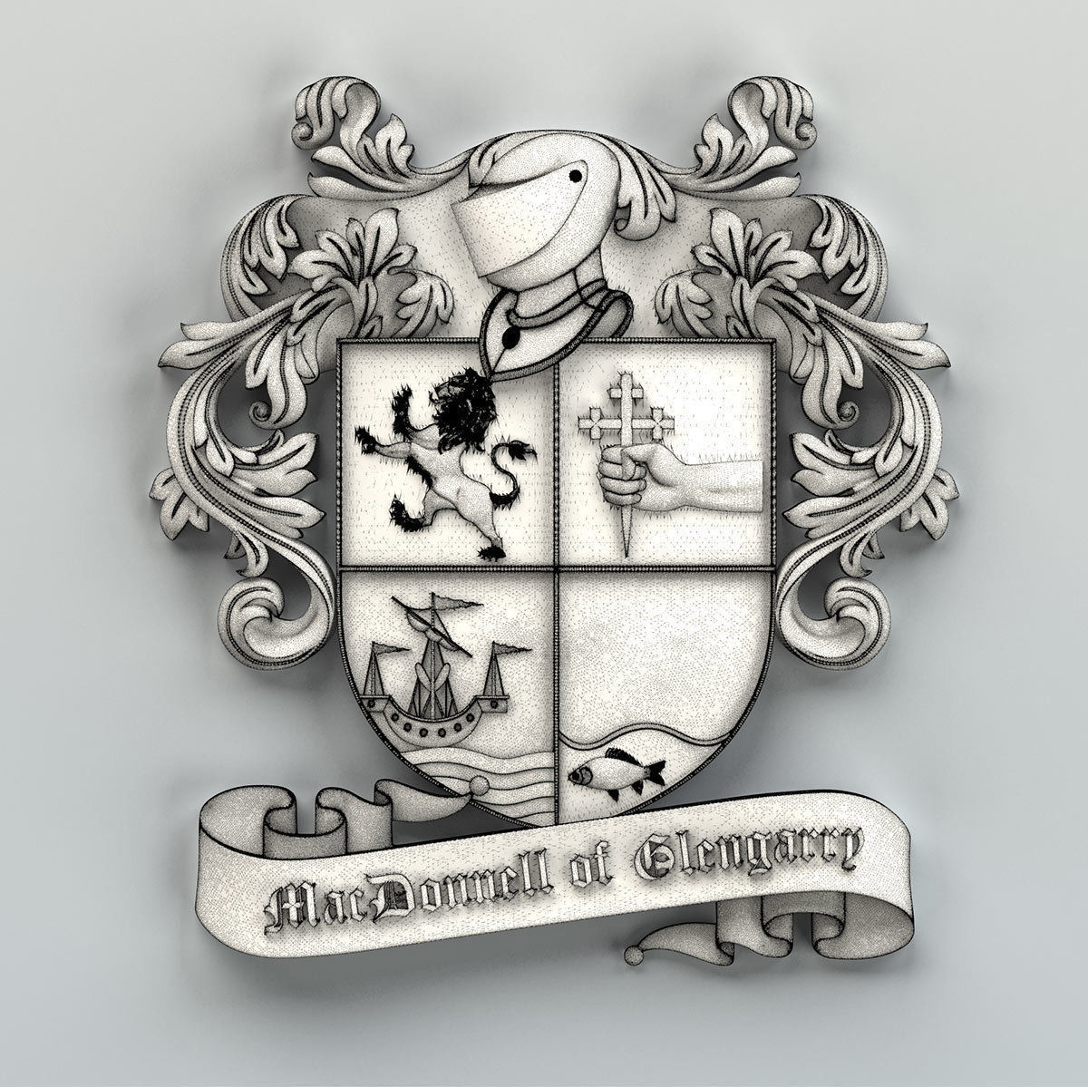 Coat of arms decorative 004 3D print model_5