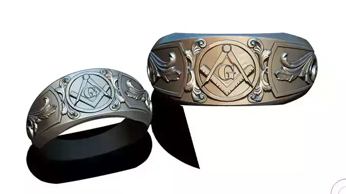 Freemason Masonic Ring Sterling Solid Sides