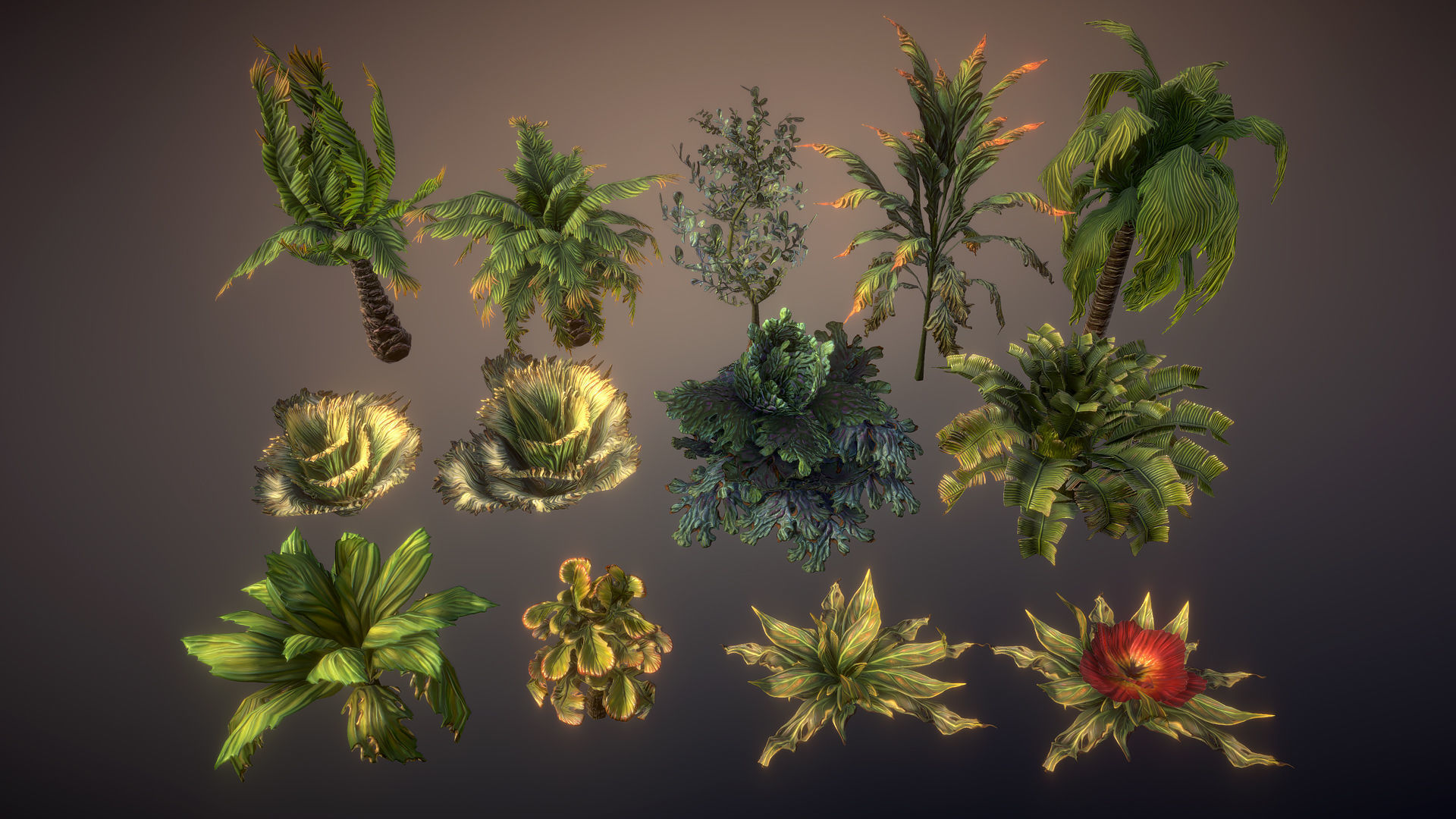 Fantasy plants 4 Low-poly 3D model_6