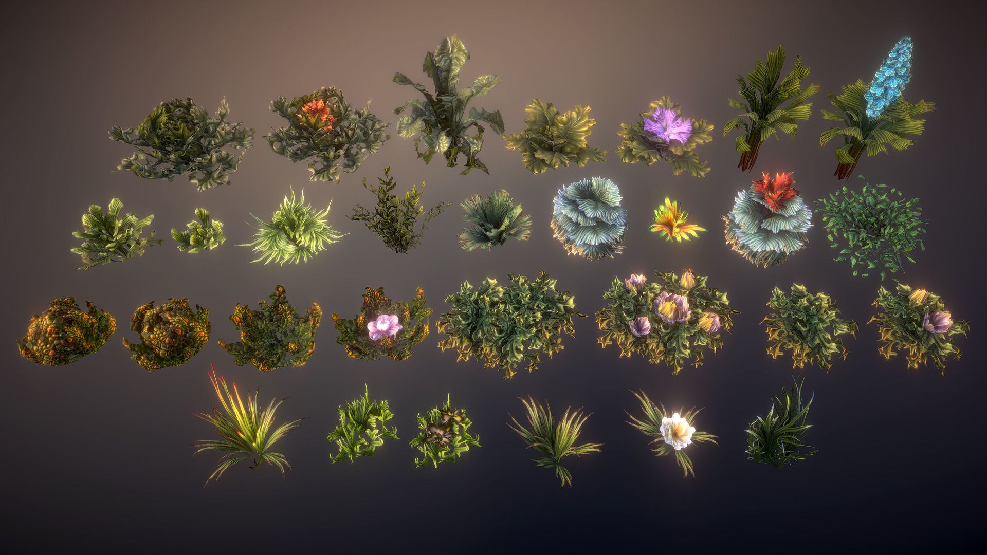 Fantasy plants 4 Low-poly 3D model_5
