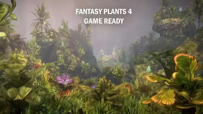 Fantasy plants 4 Low-poly 3D model
