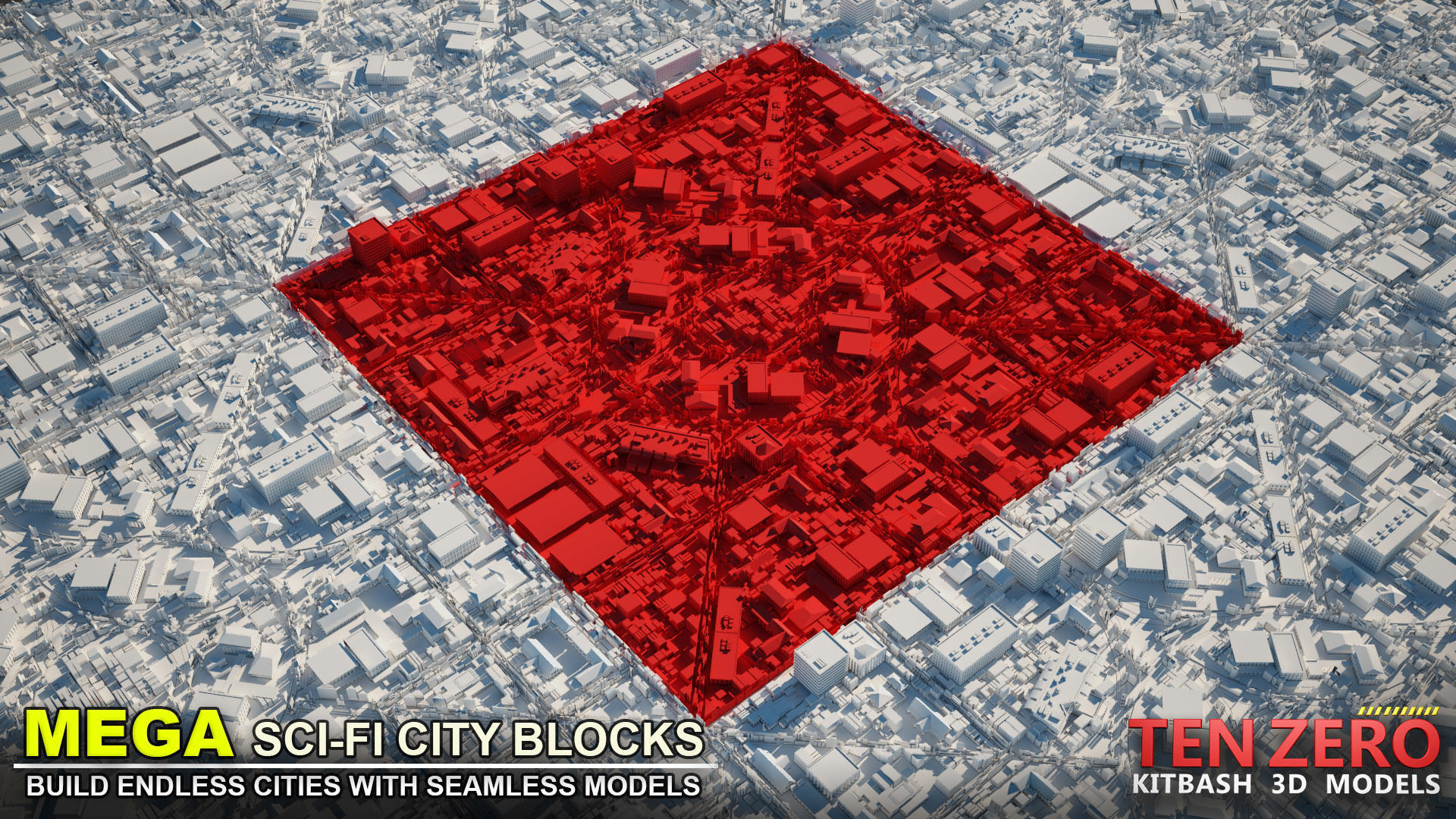 MEGA SCI-FI CITY BLOCKS KITBASH 3D model_6