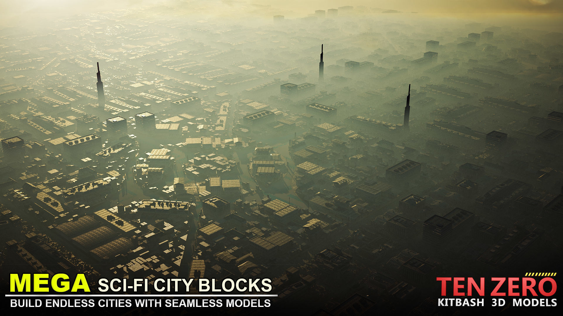 MEGA SCI-FI CITY BLOCKS KITBASH 3D model_1