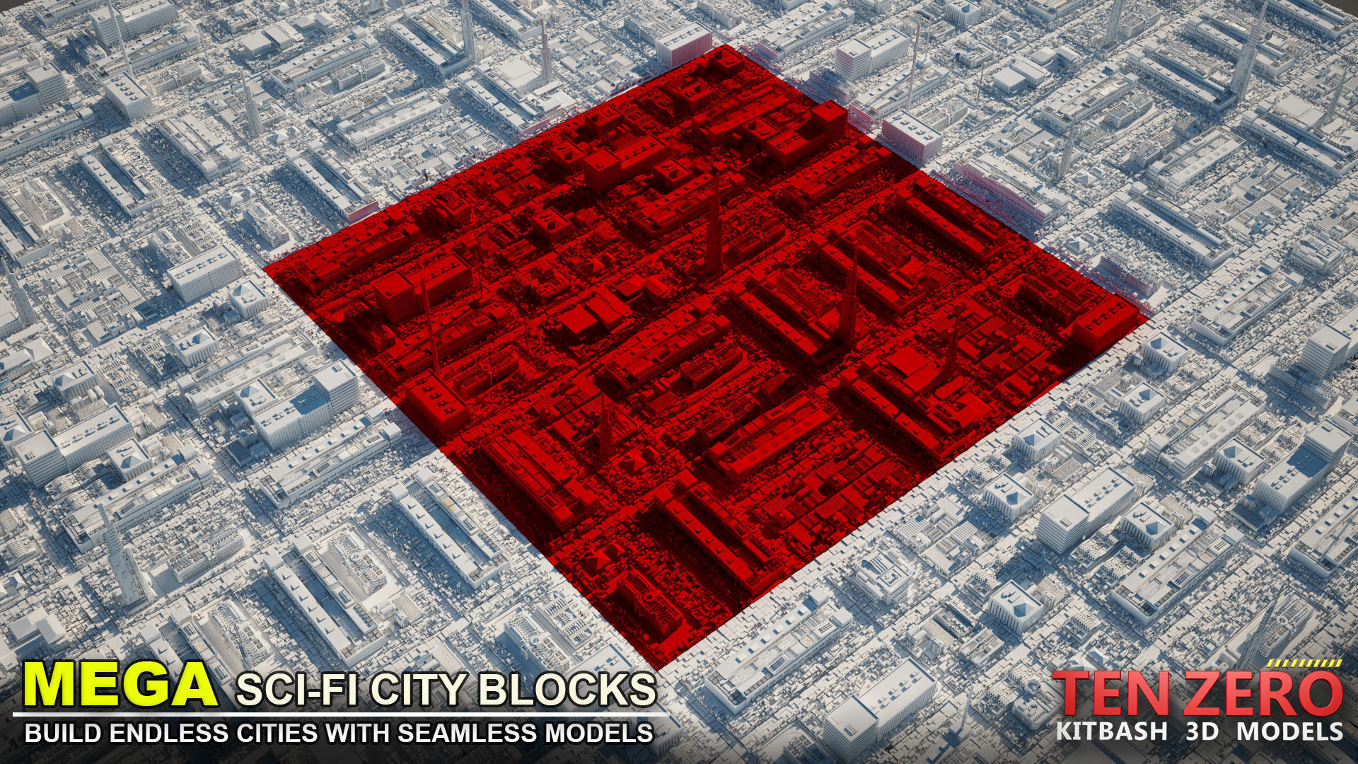 MEGA SCI-FI CITY BLOCKS KITBASH 3D model_4