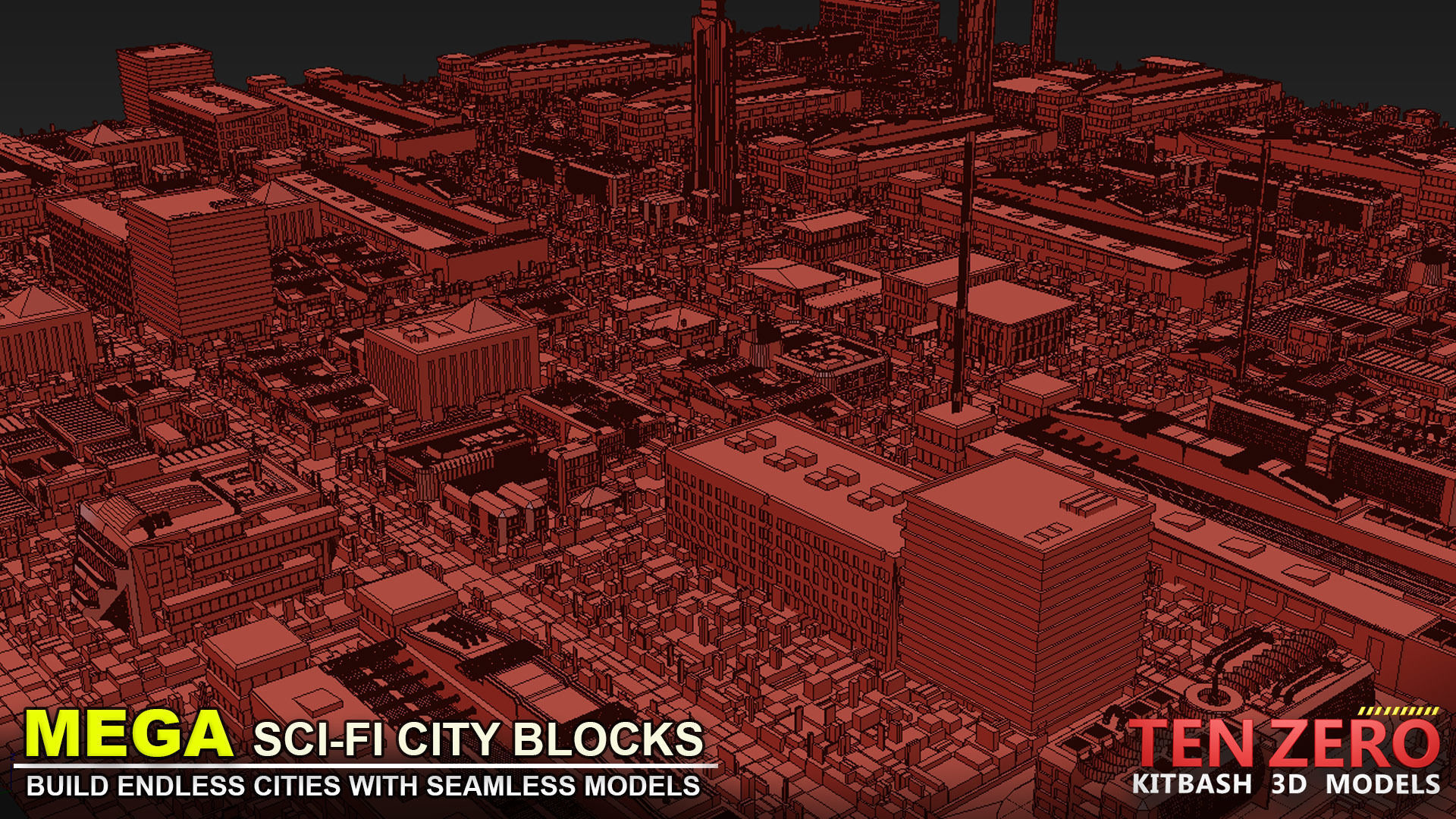 MEGA SCI-FI CITY BLOCKS KITBASH 3D model_2