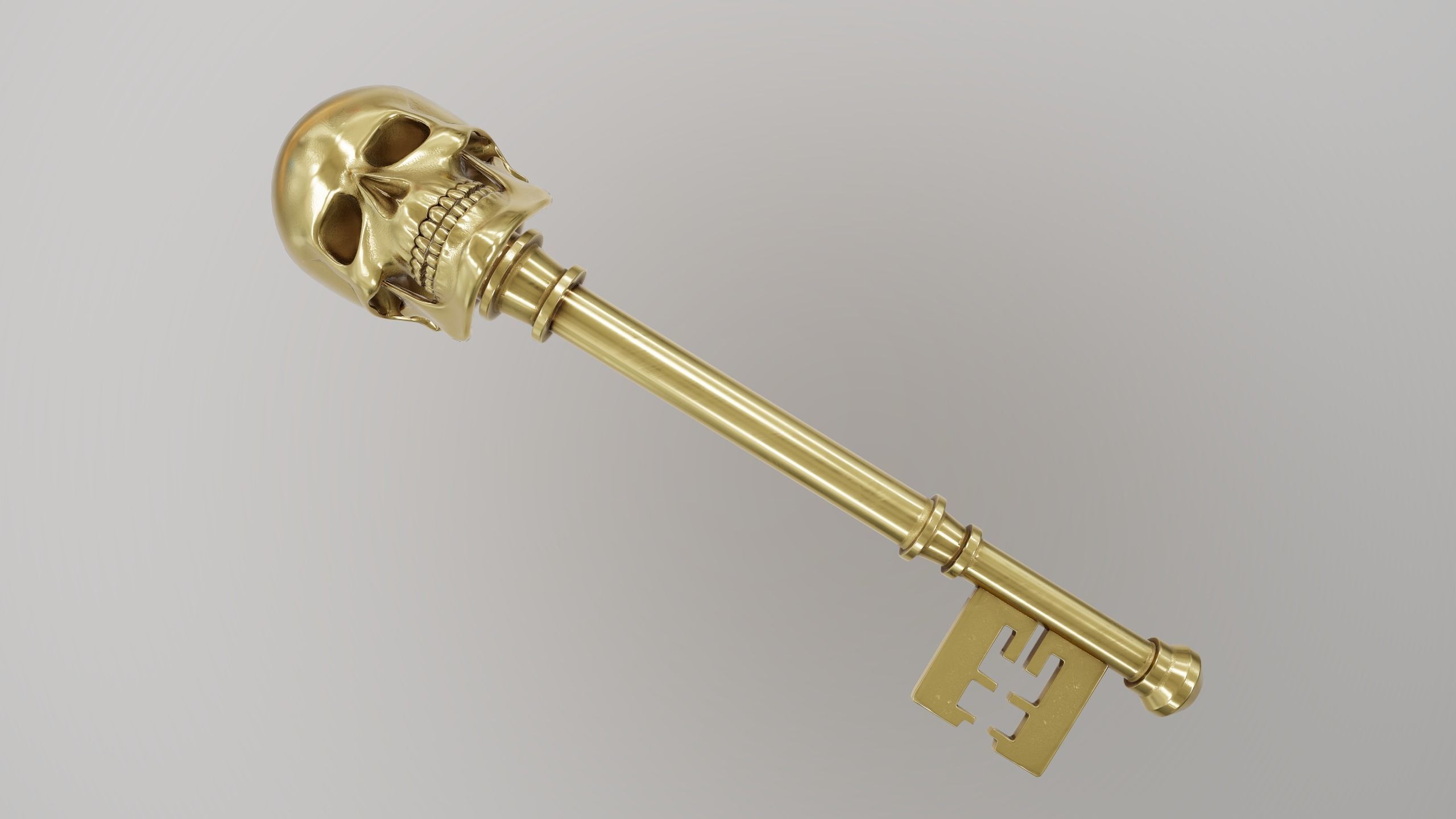Golden Skull Key PBR 3D model VR / AR ready CGTrader