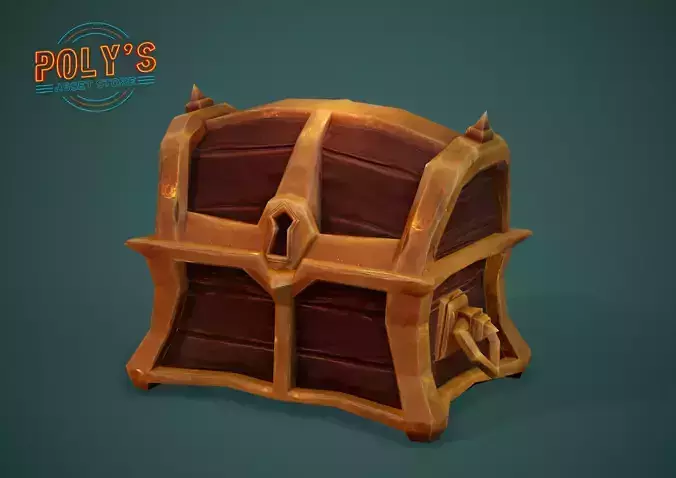 Chest Low Poly PBR treasure Free low-poly 3D model