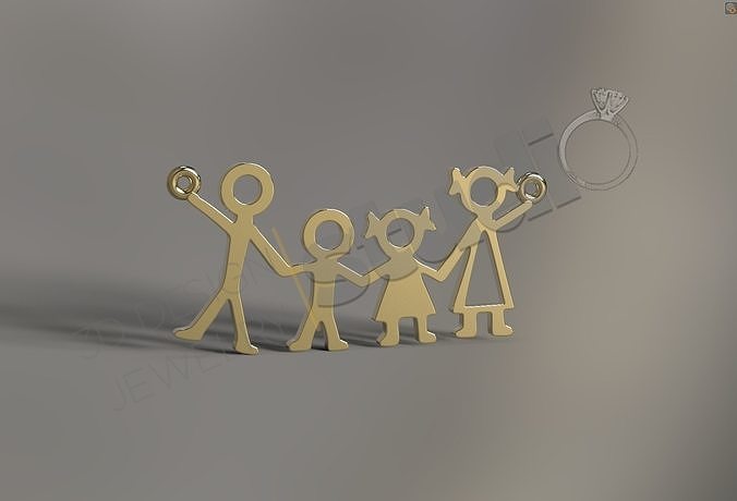 Family fashion pendant 3d model 3D print model