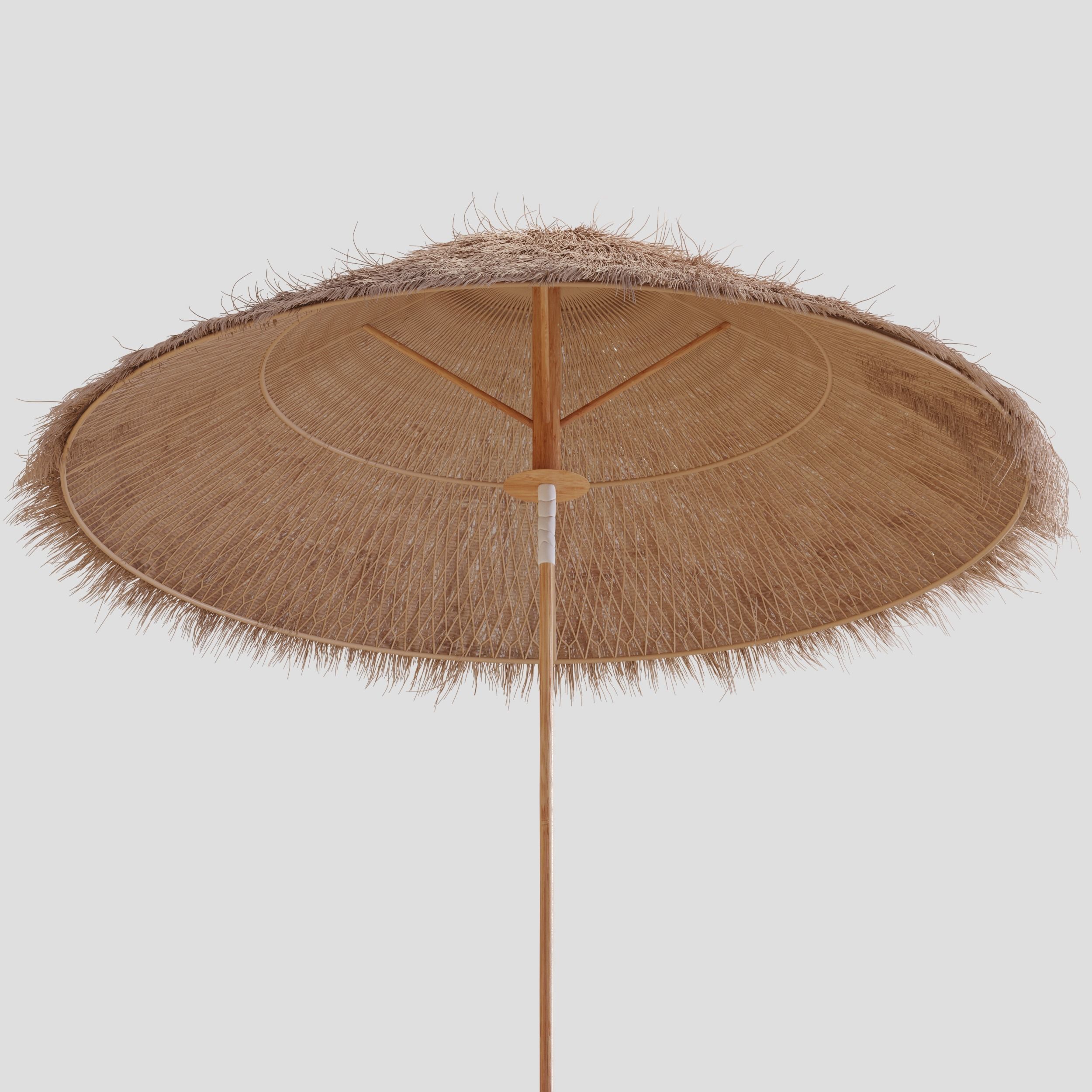 Bamboo Umbrella with Banana Leaf 3D model_18