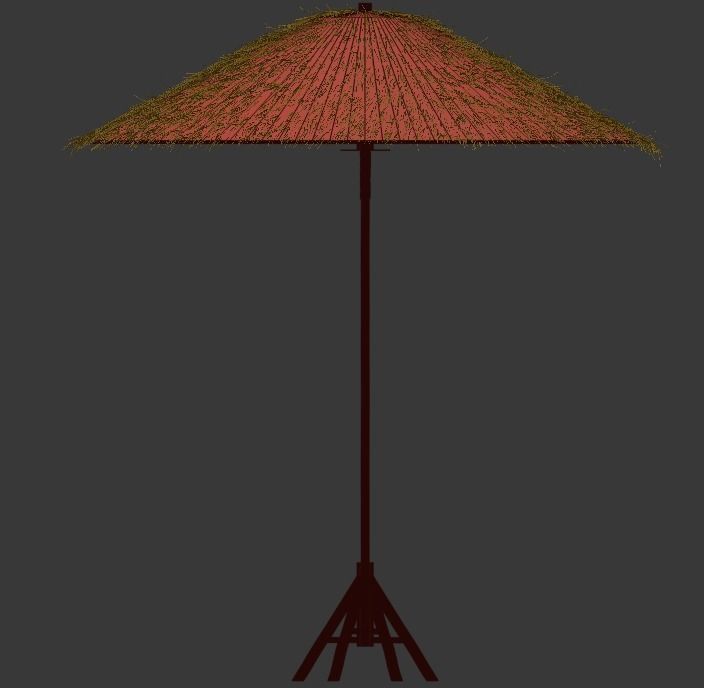 Bamboo Umbrella with Banana Leaf 3D model_17