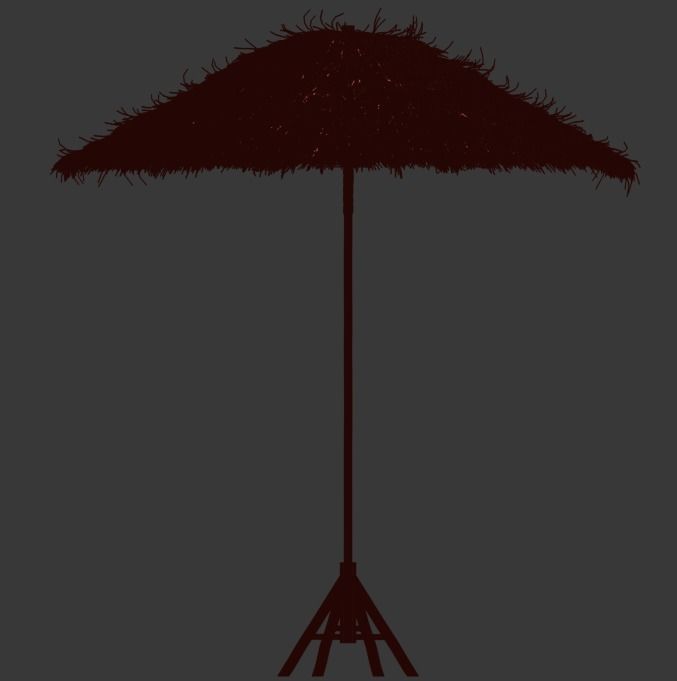 Bamboo Umbrella with Banana Leaf 3D model_10