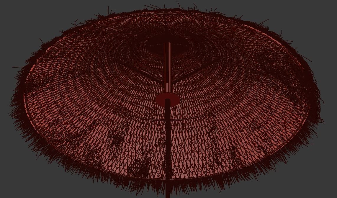 Bamboo Umbrella with Banana Leaf 3D model_12