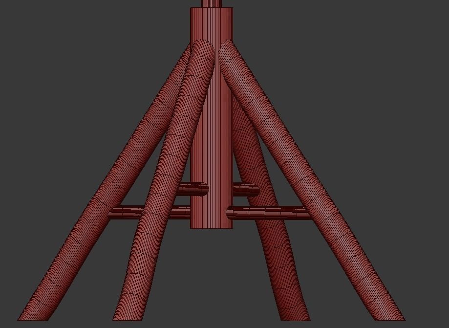 Bamboo Umbrella with Banana Leaf 3D model_11