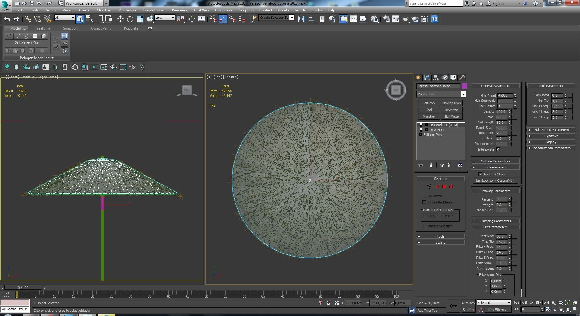 Bamboo Umbrella with Banana Leaf 3D model_21