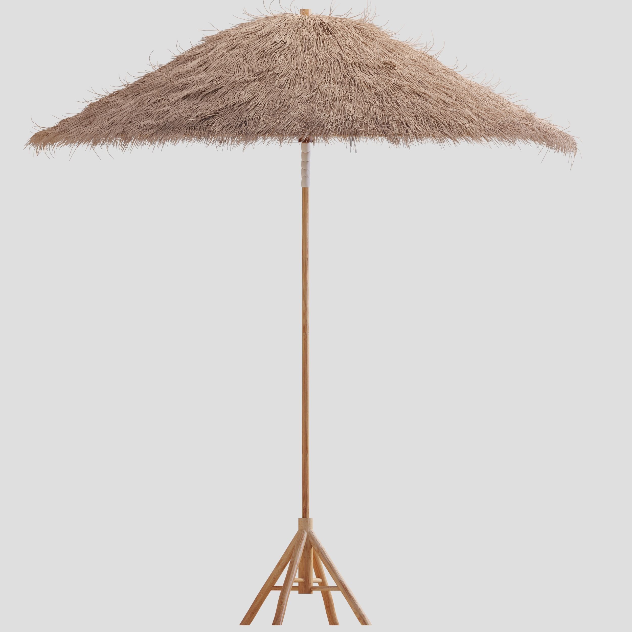Bamboo Umbrella with Banana Leaf 3D model_6