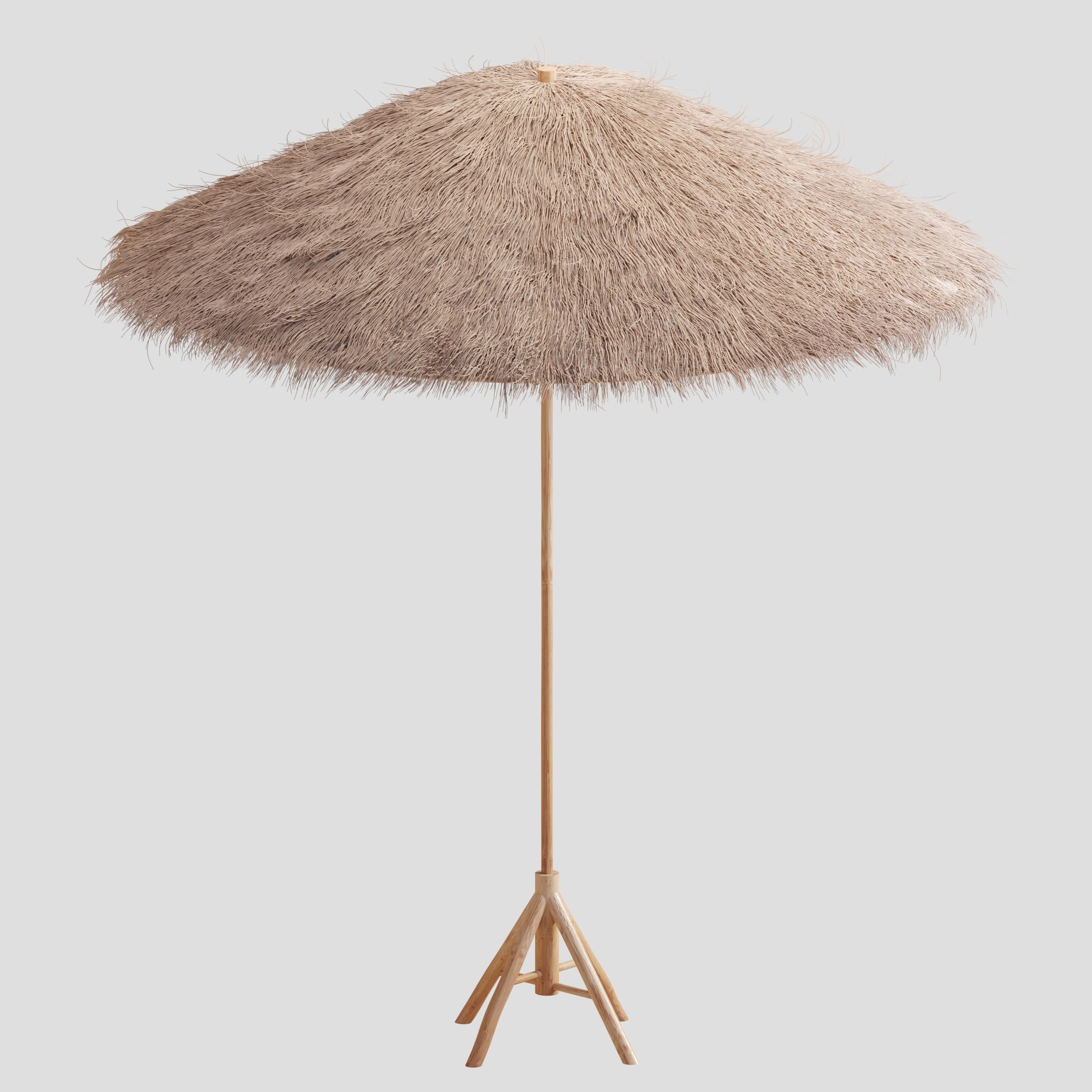 Bamboo Umbrella with Banana Leaf 3D model_15