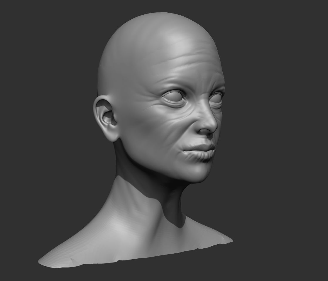 Old Female Head Realistic Base Mesh 3D Model 3D model_2