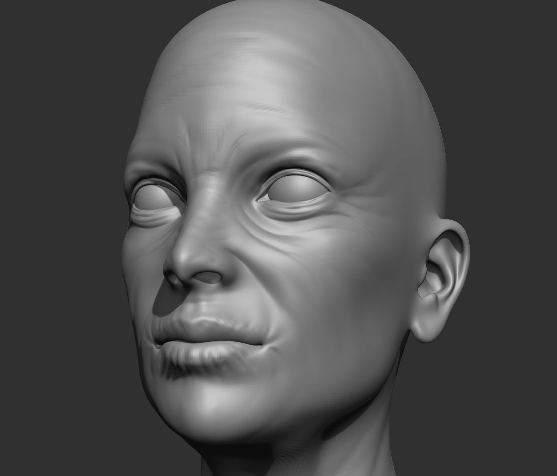 Old Female Head Realistic Base Mesh 3D Model 3D model_12