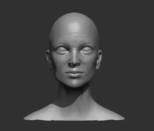 Old Female Head Realistic Base Mesh 3D Model