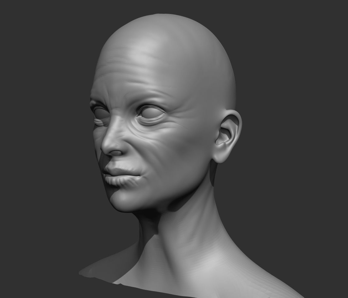 Old Female Head Realistic Base Mesh 3D Model 3D model_8