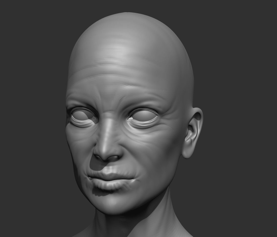 Old Female Head Realistic Base Mesh 3D Model 3D model_6