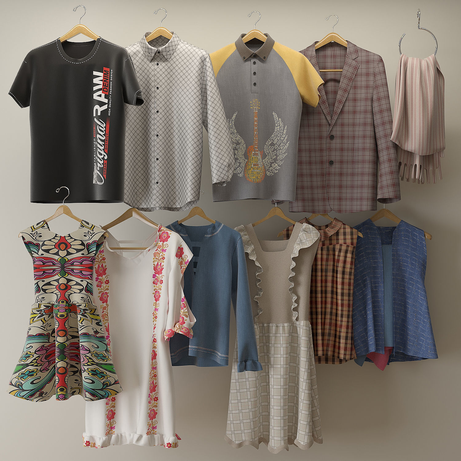 GLASS-MASTER-WARDROBE walk in closet with shelves and mirrors Low-poly 3D model_4