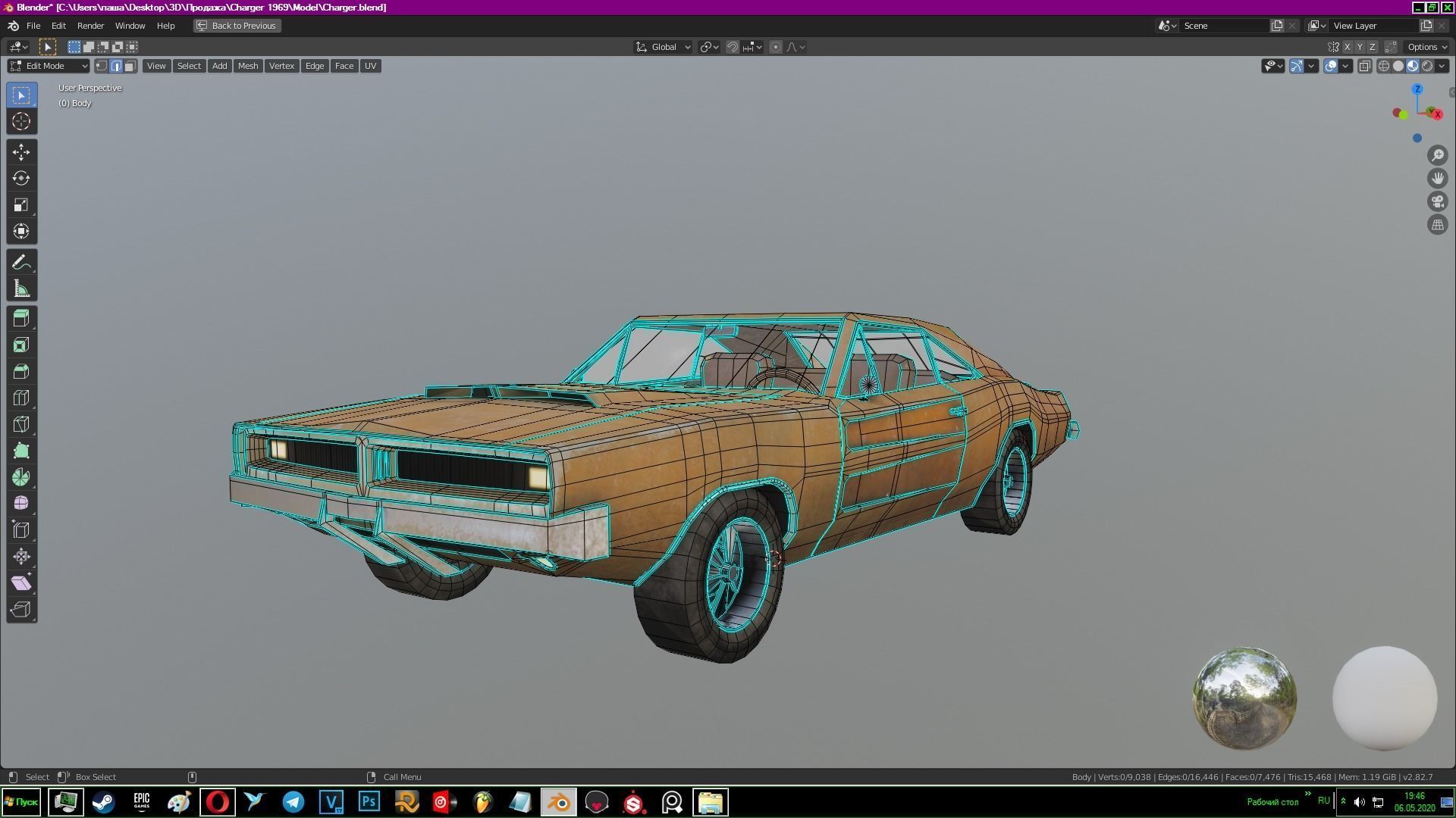 Dodge Charger 1969 Low-poly 3D model_9