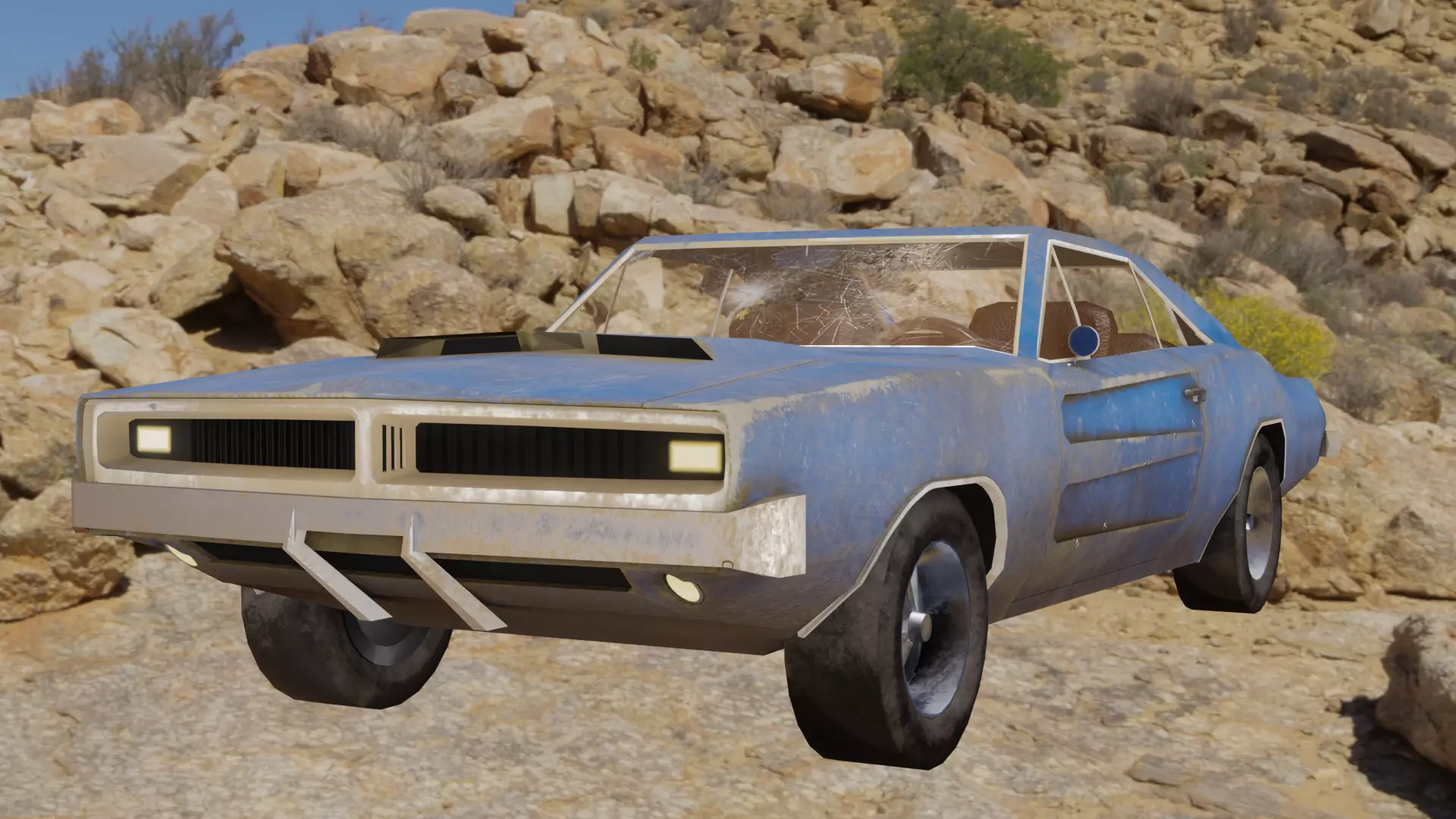 Dodge Charger 1969 Low-poly 3D model_0