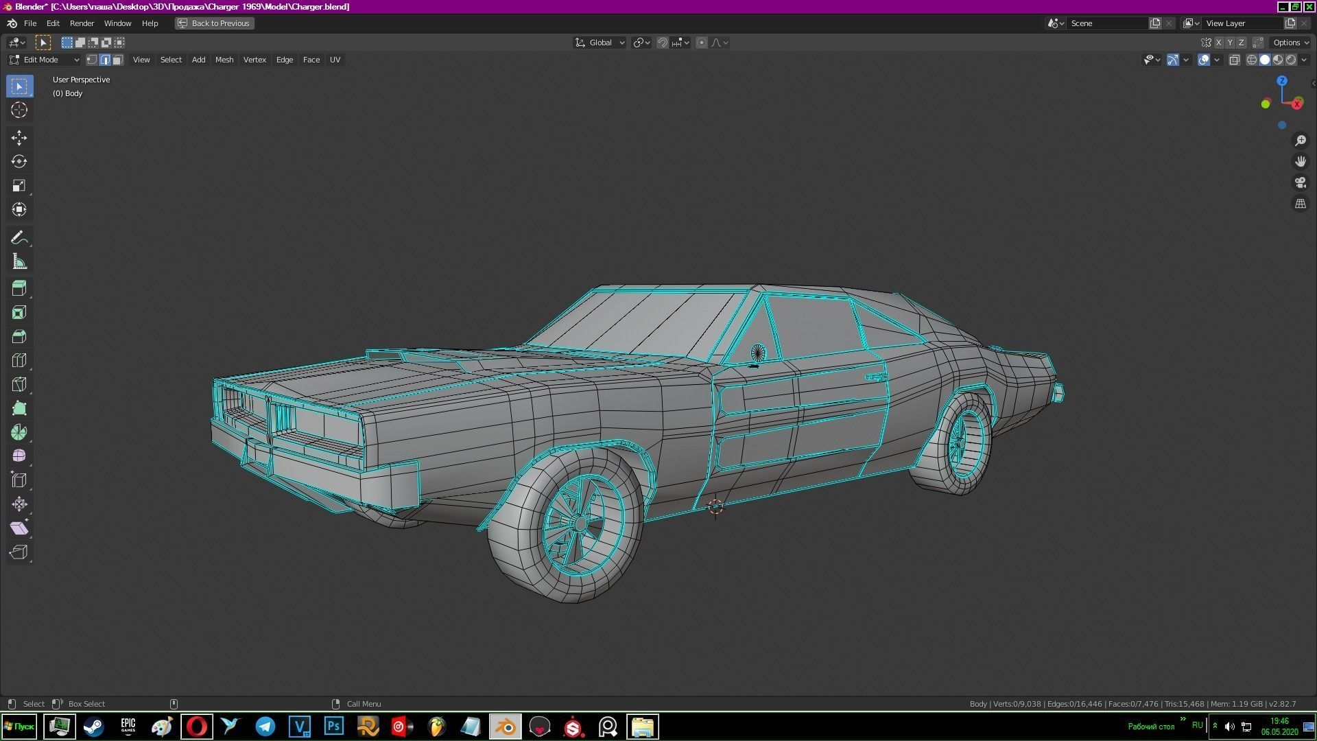 Dodge Charger 1969 Low-poly 3D model_8