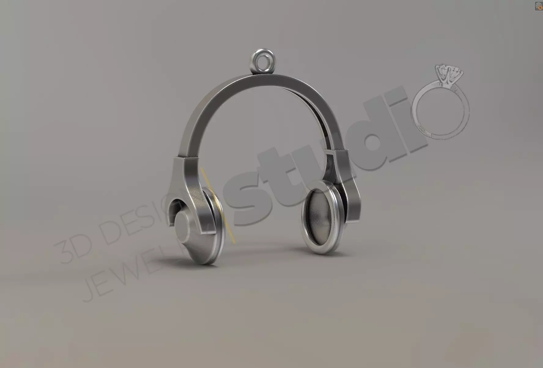 DJ  headphones music pendant 3d model 3D print model_0