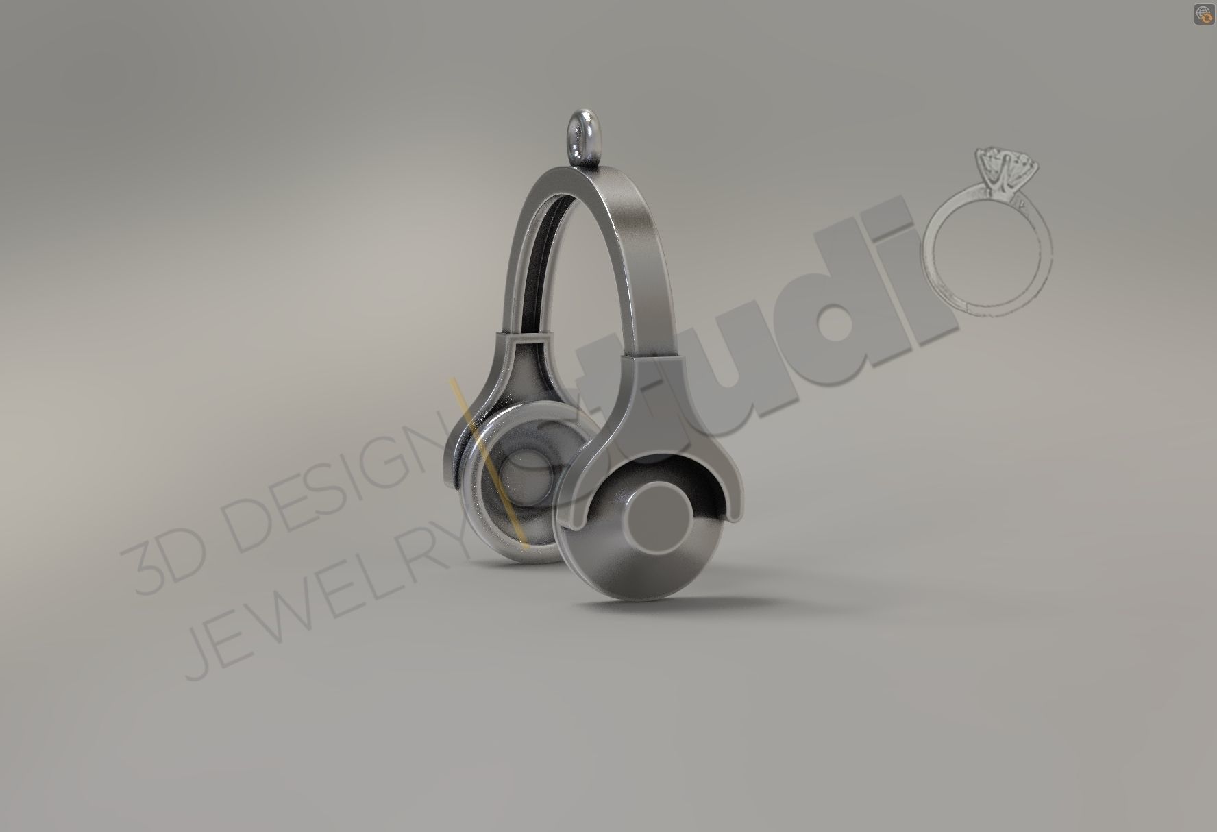 DJ  headphones music pendant 3d model 3D print model_1