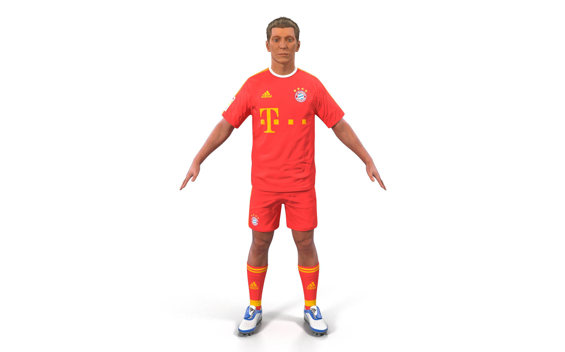 Soccer Player Bayern Rigged 2 3D model_1