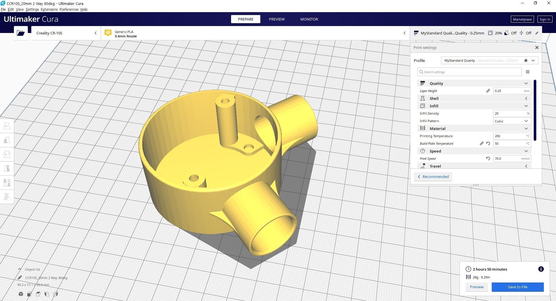 20mm-2-way-90deg-Junction-Box plastic pipe 3D print model_11