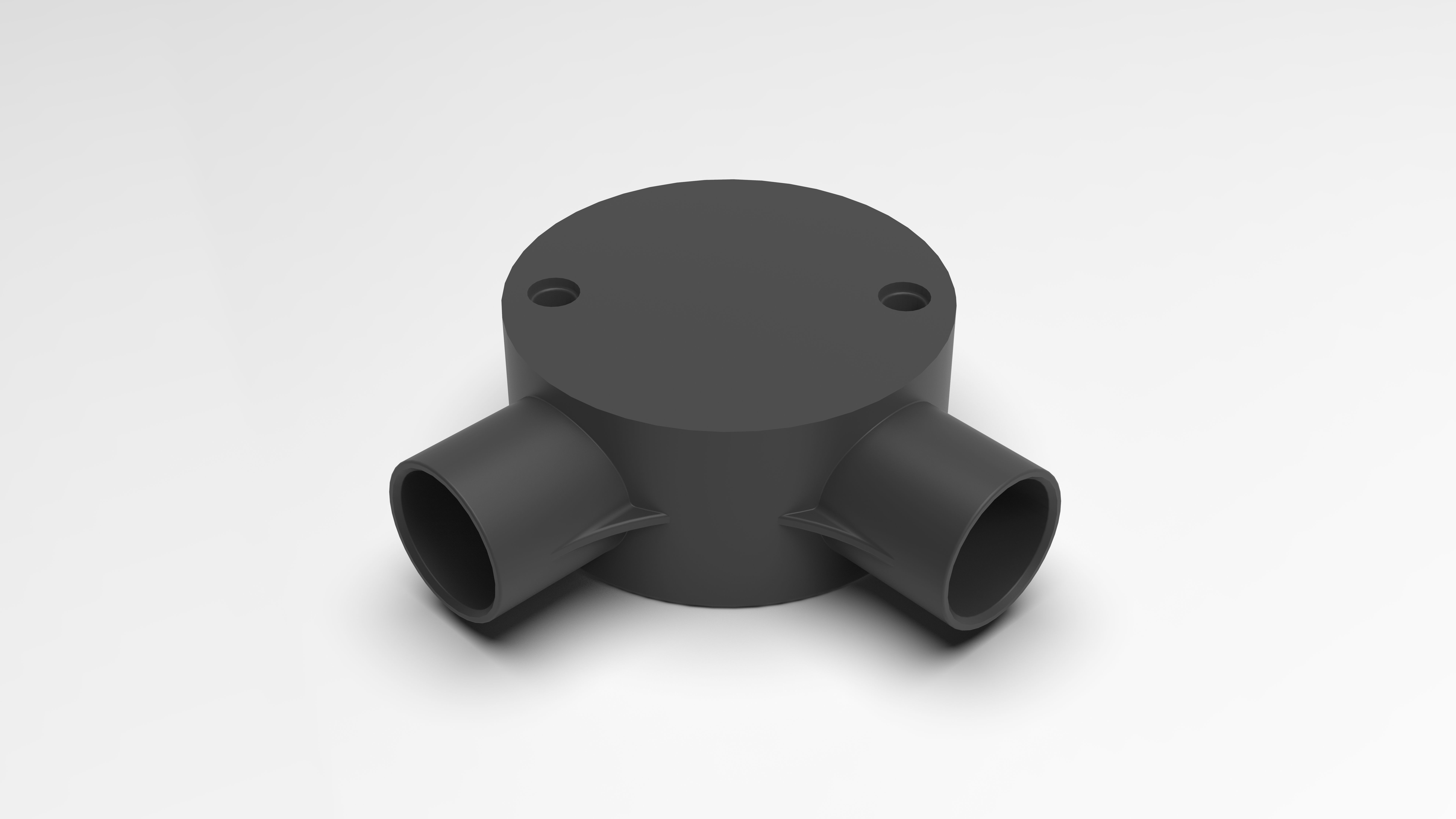 20mm-2-way-90deg-Junction-Box plastic pipe 3D print model_3