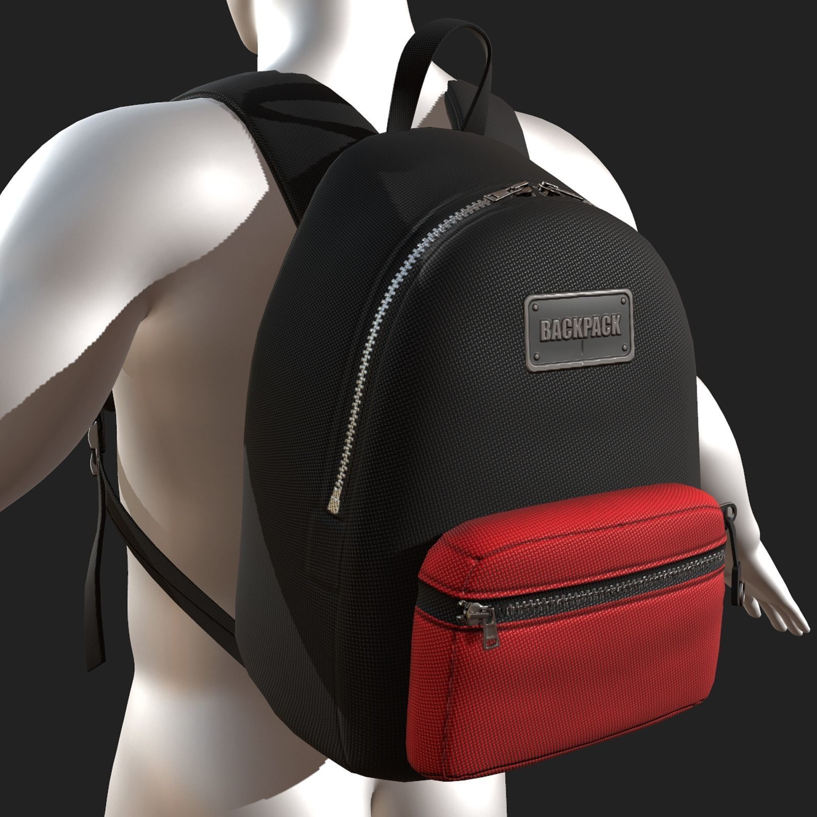 Backpack Camping Generic Color 3d human baggage Low-poly 3D model_4
