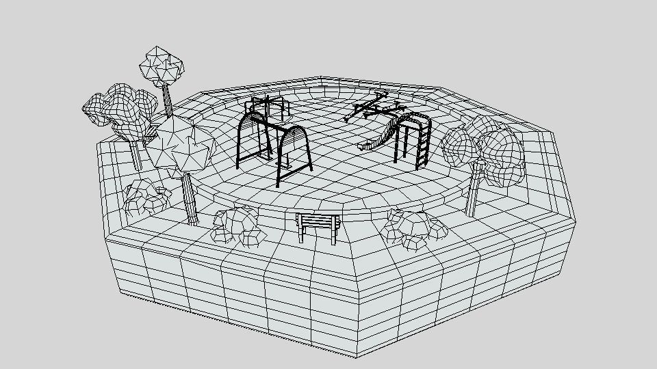 Low Poly Cartoon Playground Scene Low-poly 3D model_14