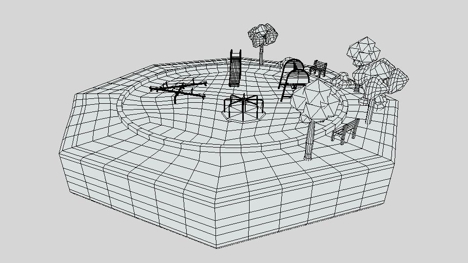 Low Poly Cartoon Playground Scene Low-poly 3D model_12