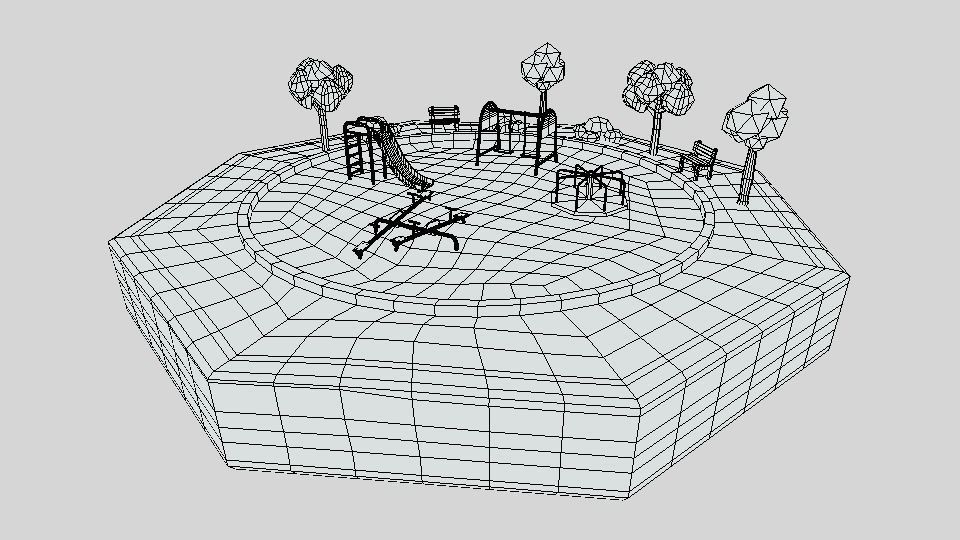 Low Poly Cartoon Playground Scene Low-poly 3D model_11