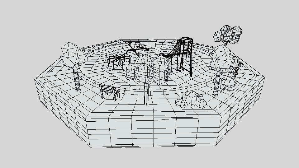 Low Poly Cartoon Playground Scene Low-poly 3D model_13