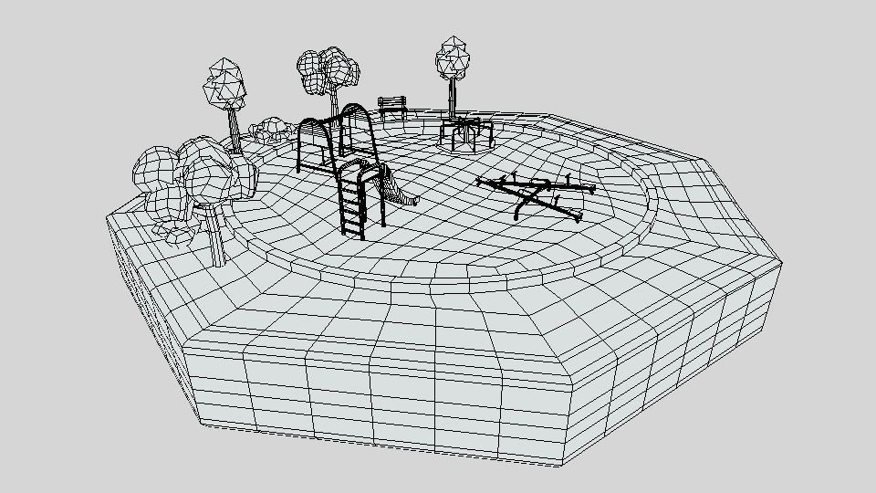 Low Poly Cartoon Playground Scene Low-poly 3D model_15