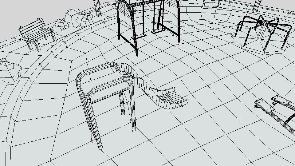 Low Poly Cartoon Playground Scene Low-poly 3D model_17