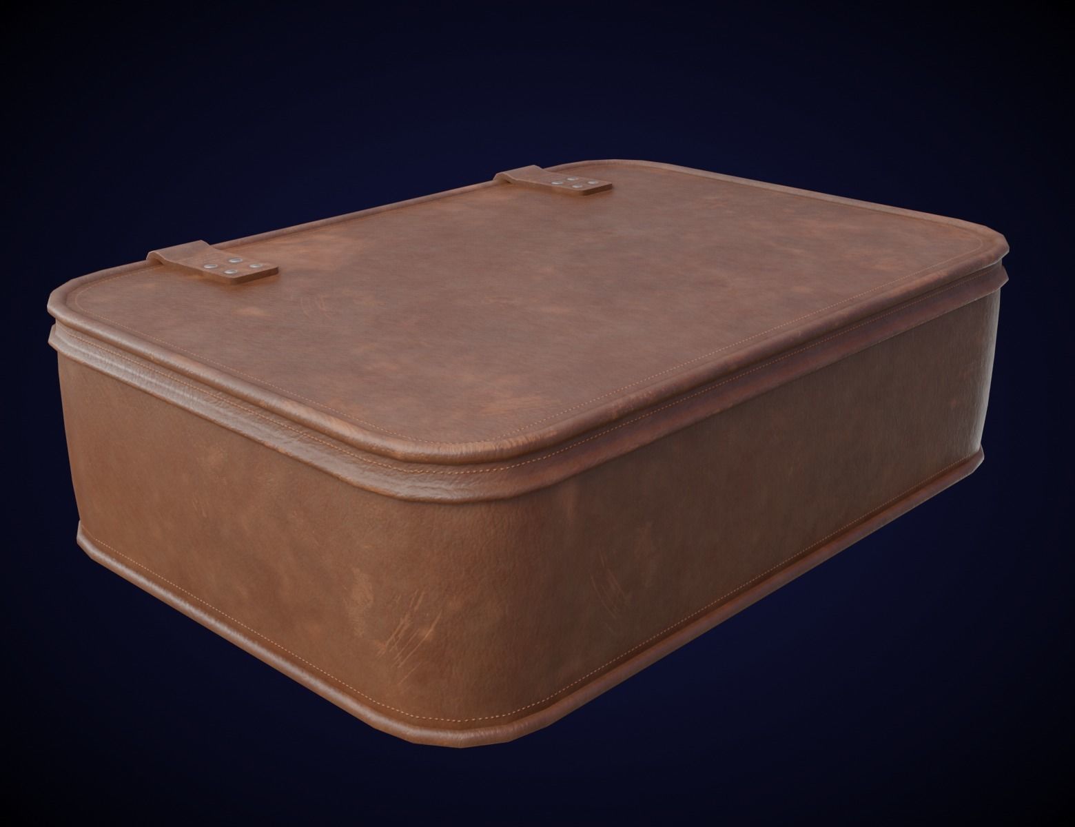 Classic Leather Suitcase Low-poly 3D model_3