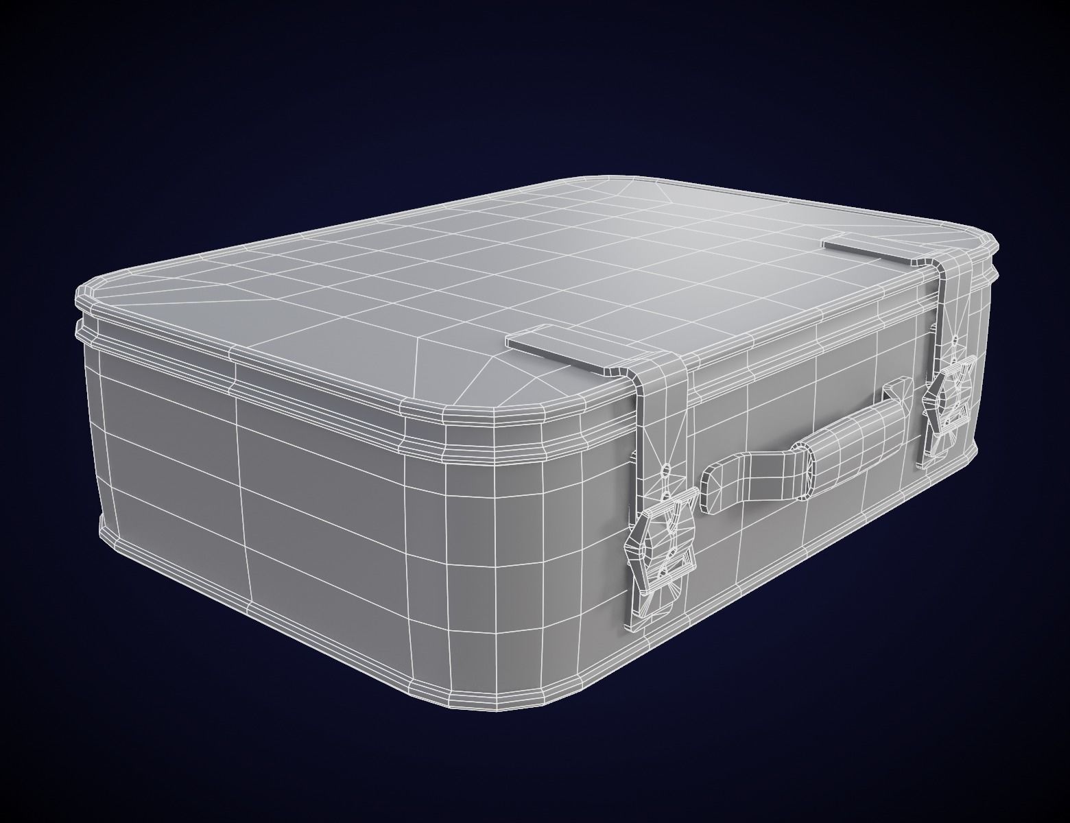 Classic Leather Suitcase Low-poly 3D model_5