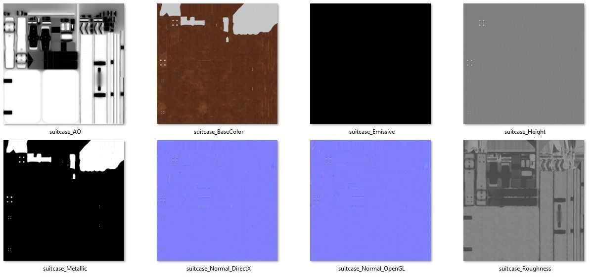 Classic Leather Suitcase Low-poly 3D model_11