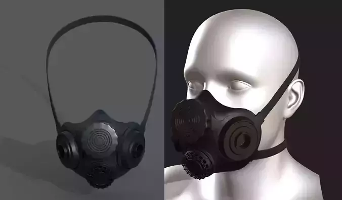 Gas mask helmet 3d safety isolated military combat  Low-poly 3D model