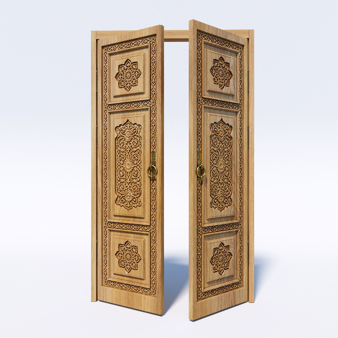 Oriental style door 3D model_1