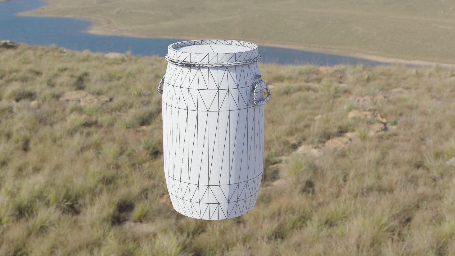 Blue Plastic Barrel PBR Low-poly 3D model_6