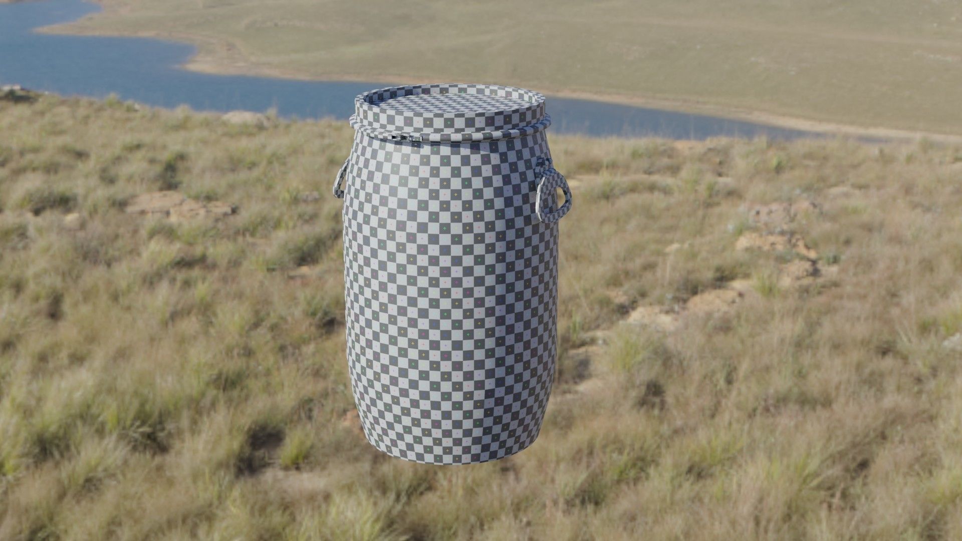 Blue Plastic Barrel PBR Low-poly 3D model_8