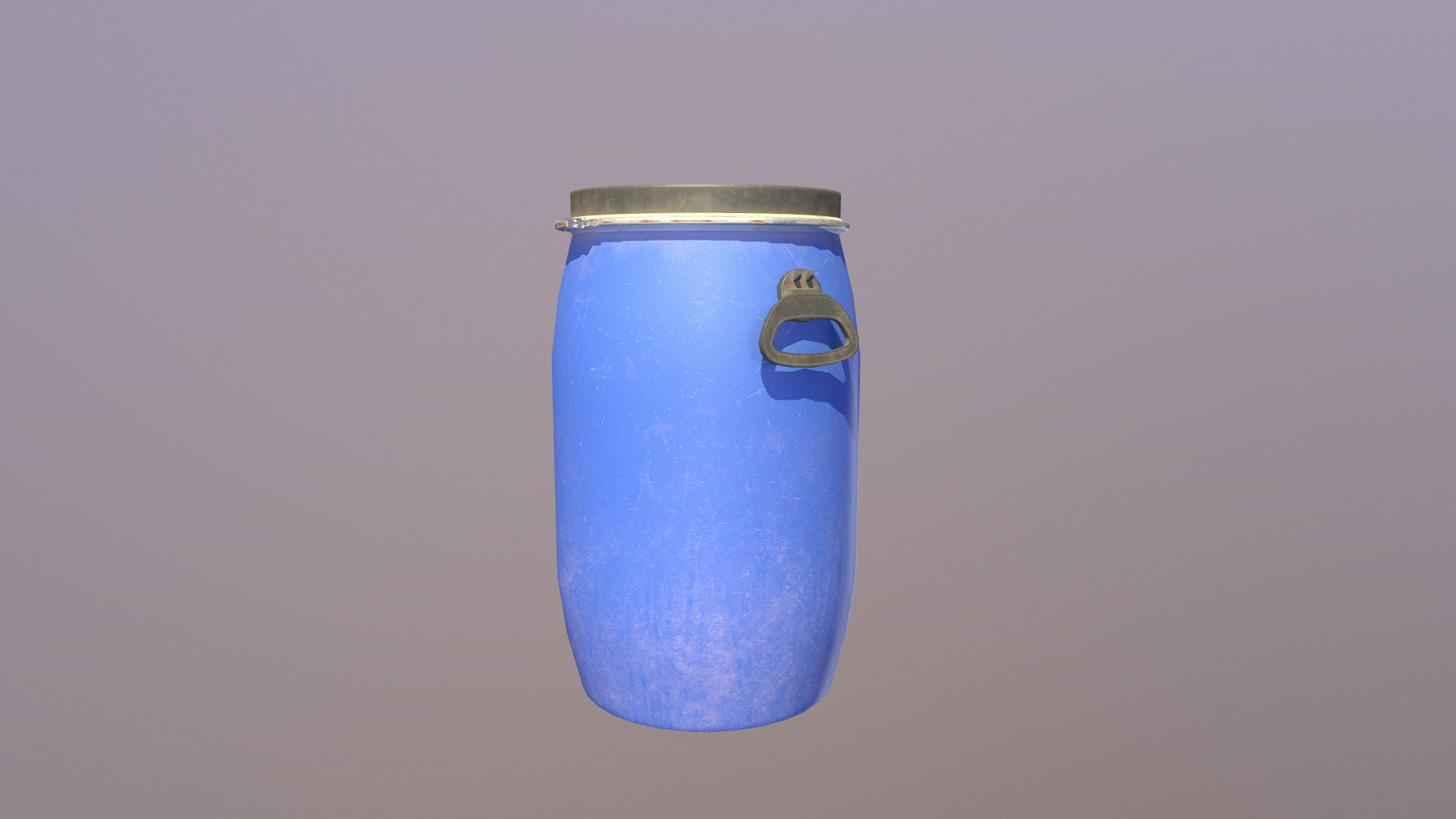 Blue Plastic Barrel PBR Low-poly 3D model_2