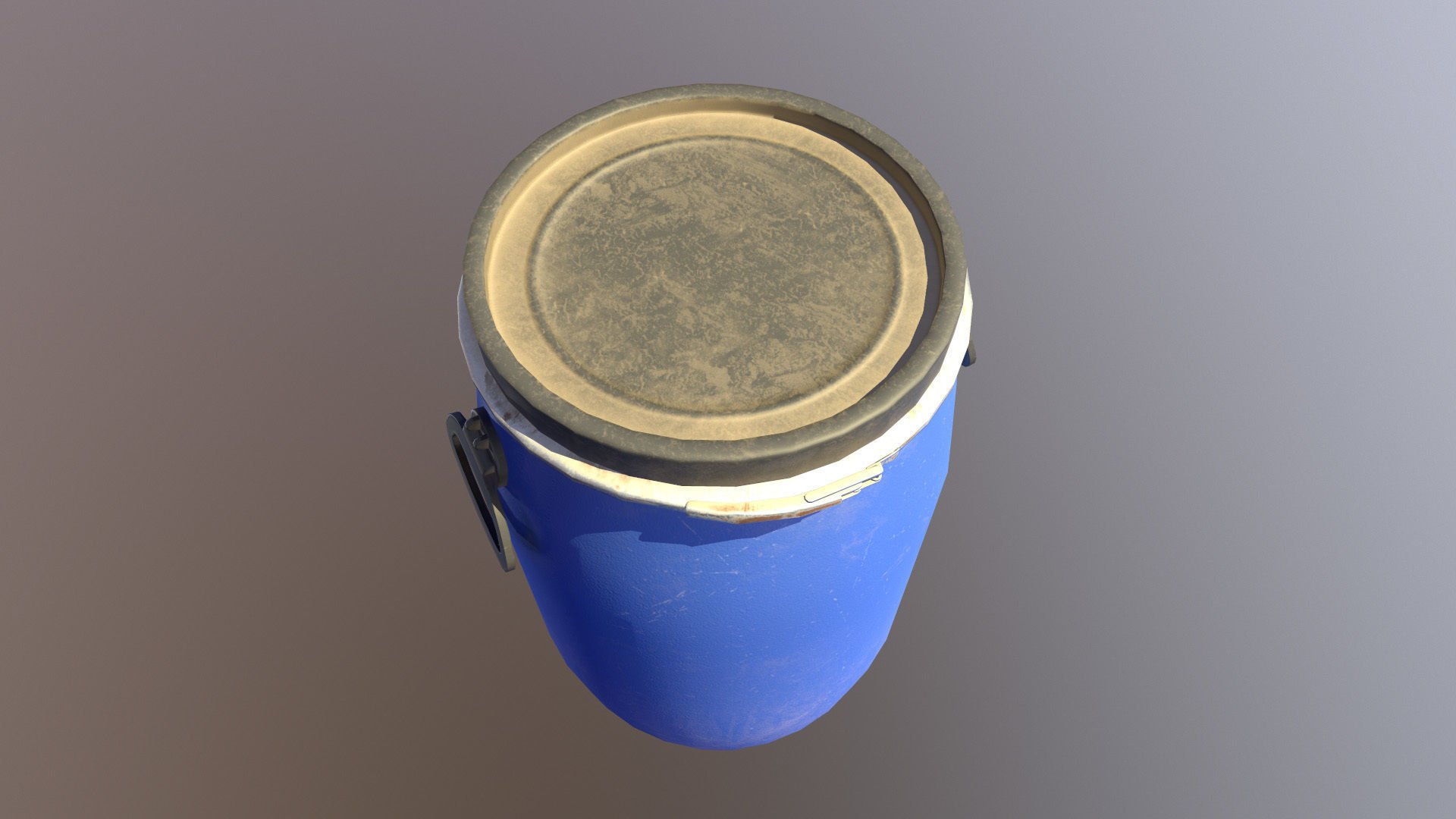 Blue Plastic Barrel PBR Low-poly 3D model_4